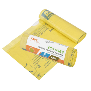 Worki do segregacji odpadów z taśmą ECO BAGS 35L żółte 15 sztuk RAVI